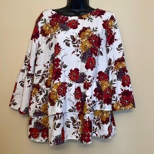 Time and Tru fall floral ruffle blouse Medium